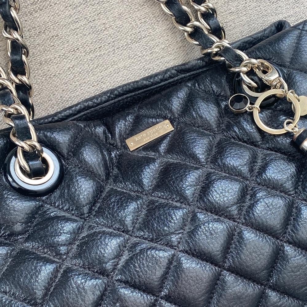 Kate Spade Quilted Black Leather Handbag - Picture 3 of 7